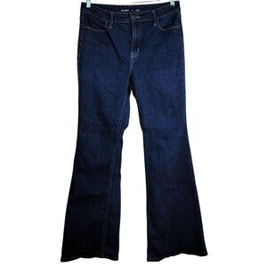 Old Navy Jeans Women Blue SZ 10 High Rise Flare Dark Wash Zipper Button Pockets